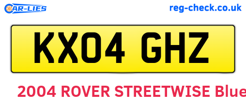 KX04GHZ are the vehicle registration plates.