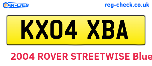 KX04XBA are the vehicle registration plates.