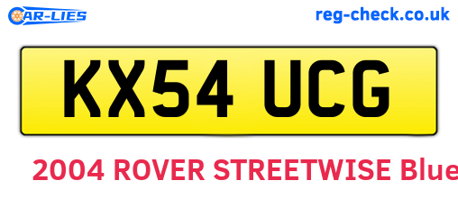 KX54UCG are the vehicle registration plates.