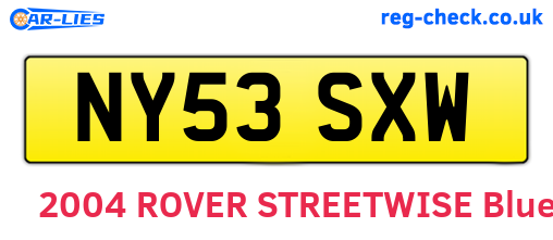 NY53SXW are the vehicle registration plates.