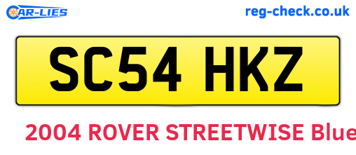 SC54HKZ are the vehicle registration plates.