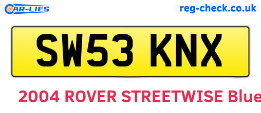 SW53KNX are the vehicle registration plates.