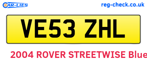 VE53ZHL are the vehicle registration plates.