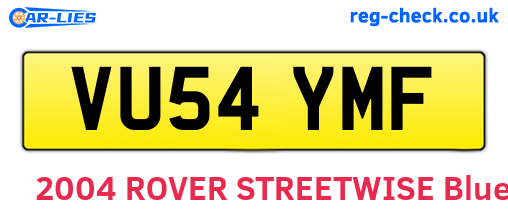 VU54YMF are the vehicle registration plates.