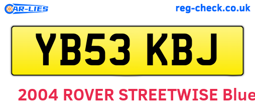 YB53KBJ are the vehicle registration plates.