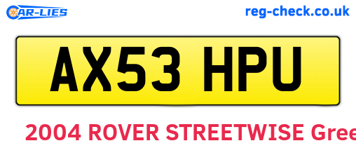 AX53HPU are the vehicle registration plates.