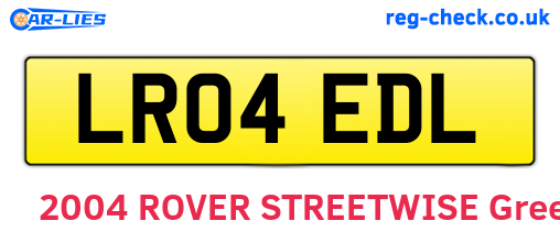 LR04EDL are the vehicle registration plates.