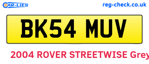 BK54MUV are the vehicle registration plates.