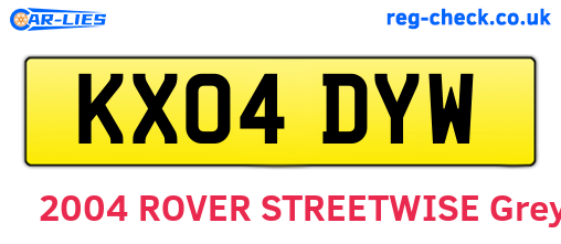 KX04DYW are the vehicle registration plates.