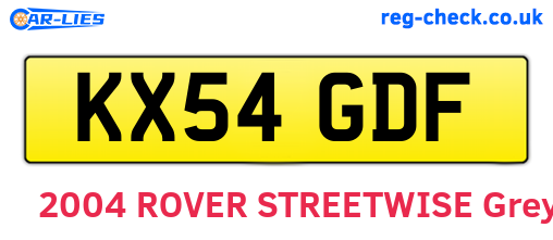 KX54GDF are the vehicle registration plates.
