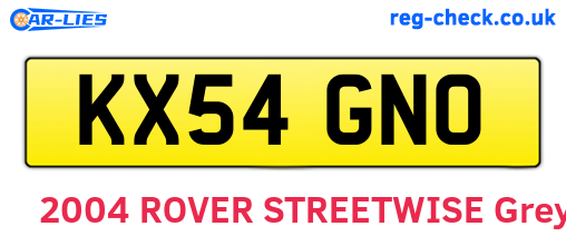 KX54GNO are the vehicle registration plates.