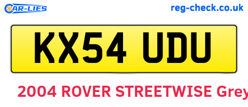 KX54UDU are the vehicle registration plates.