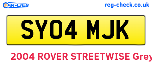 SY04MJK are the vehicle registration plates.