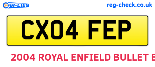 CX04FEP are the vehicle registration plates.