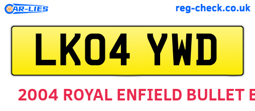 LK04YWD are the vehicle registration plates.
