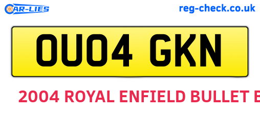 OU04GKN are the vehicle registration plates.