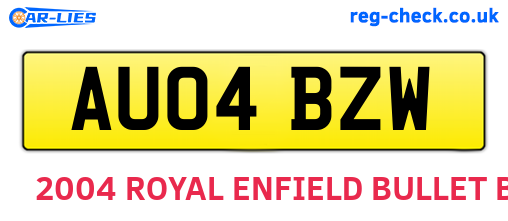 AU04BZW are the vehicle registration plates.