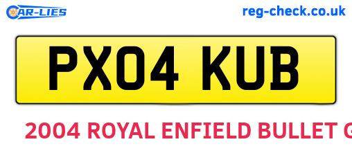 PX04KUB are the vehicle registration plates.