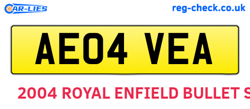 AE04VEA are the vehicle registration plates.
