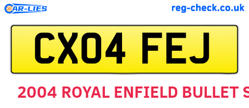 CX04FEJ are the vehicle registration plates.