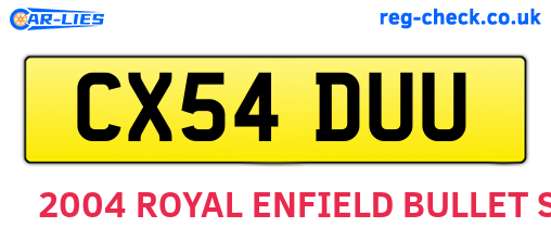 CX54DUU are the vehicle registration plates.