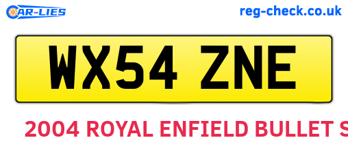 WX54ZNE are the vehicle registration plates.