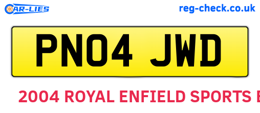 PN04JWD are the vehicle registration plates.