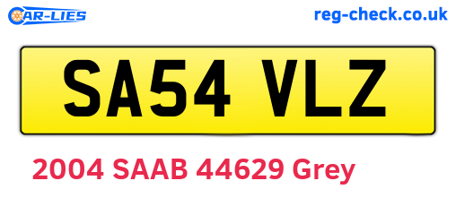 SA54VLZ are the vehicle registration plates.