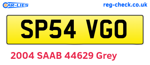 SP54VGO are the vehicle registration plates.