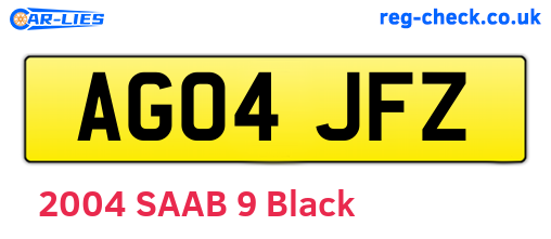 AG04JFZ are the vehicle registration plates.