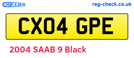 CX04GPE are the vehicle registration plates.