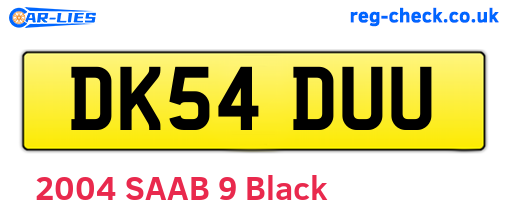 DK54DUU are the vehicle registration plates.