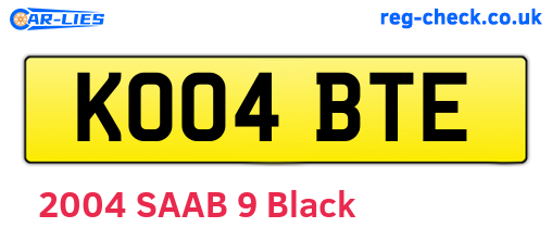 KO04BTE are the vehicle registration plates.