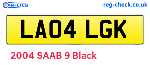 LA04LGK are the vehicle registration plates.
