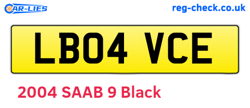 LB04VCE are the vehicle registration plates.