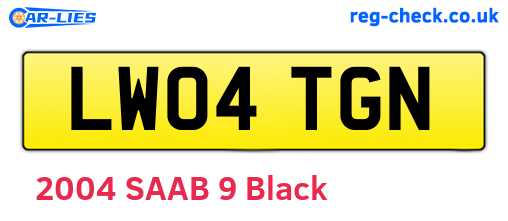 LW04TGN are the vehicle registration plates.