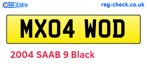 MX04WOD are the vehicle registration plates.