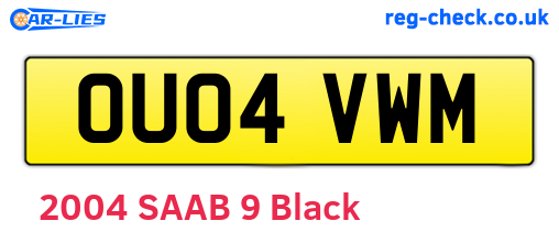 OU04VWM are the vehicle registration plates.
