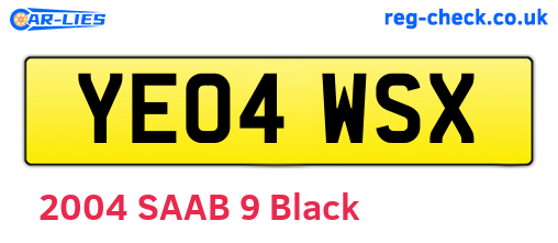 YE04WSX are the vehicle registration plates.