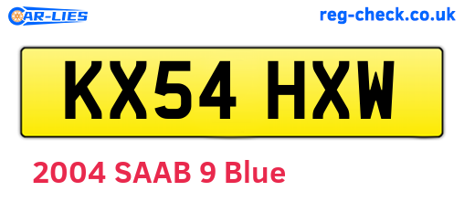 KX54HXW are the vehicle registration plates.