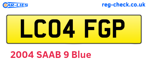 LC04FGP are the vehicle registration plates.