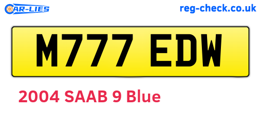 M777EDW are the vehicle registration plates.