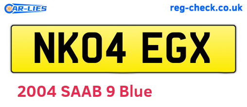 NK04EGX are the vehicle registration plates.
