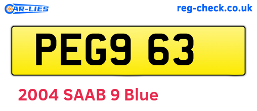 PEG963 are the vehicle registration plates.