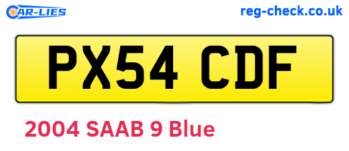 PX54CDF are the vehicle registration plates.