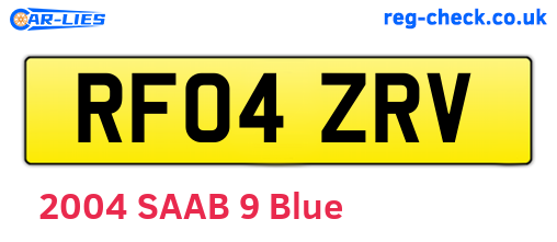 RF04ZRV are the vehicle registration plates.