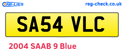 SA54VLC are the vehicle registration plates.