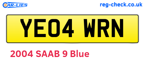 YE04WRN are the vehicle registration plates.