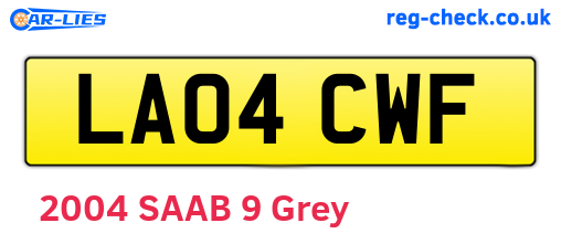 LA04CWF are the vehicle registration plates.
