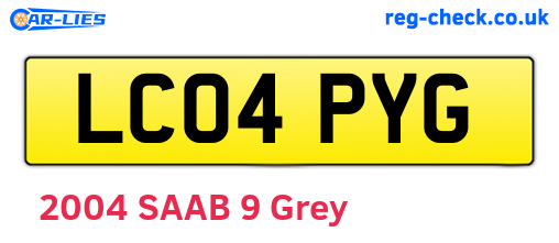 LC04PYG are the vehicle registration plates.